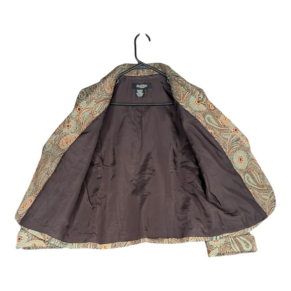 Peck & Peck 8 Brown Teal Tapestry Jacket Artsy Paisley Mature Grandma Vintage - Picture 6 of 9